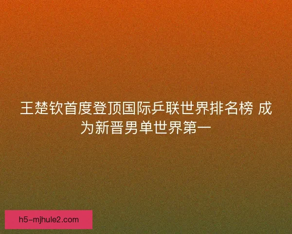 王楚钦首度登顶国际乒联世界排名榜 成为新晋男单世界第一